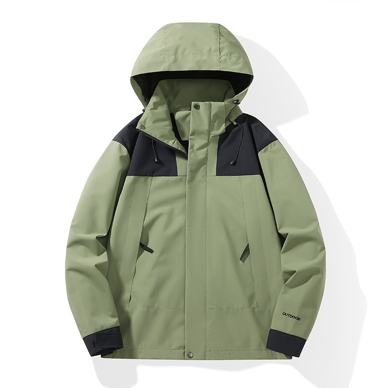 Men's Weatherproof Shell Parka with Adjustable Hood and Concealed Zippers Chichicherry