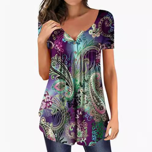 Women's Tunic Women's U-Neck Print