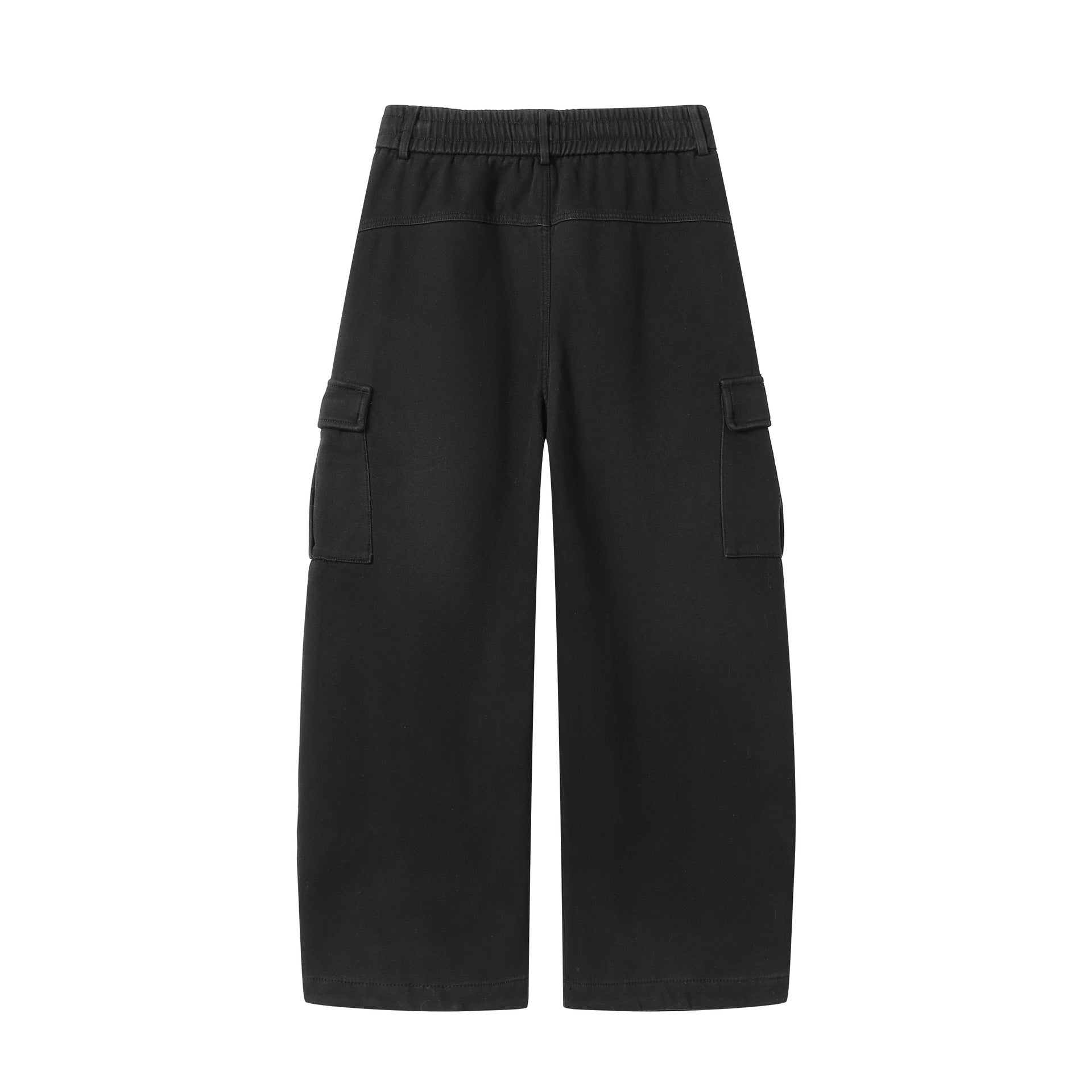 Men's Wide Cargo Pants with Drawstring Waist and Multiple Flap Pockets Chichicherry