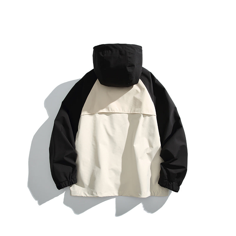 Unisex Lightweight two-tone wind and rain jacket with hood, water-repellent shell and adjustable hem Chichicherry