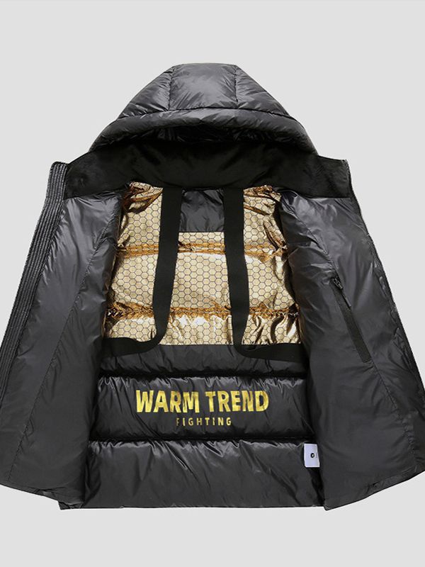 Men's padded thermal quilted jacket with hood and heat-reflective lining Chichicherry