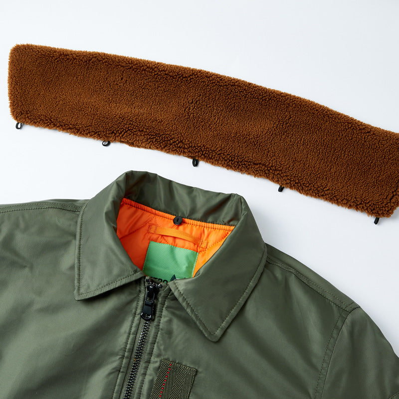 Men's pilot bomber jacket with teddy collar, water-repellent nylon shell and sleeve utility pocket Chichicherry