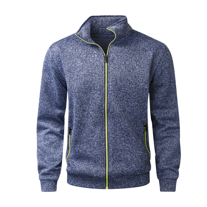 Men's fleece cardigan with full zip, stand collar & neon contrast details Chichicherry