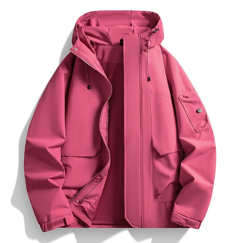 Men's Waterproof Hooded Jacket in Utility Style with Welded Seams and Concealed Zipper Chichicherry