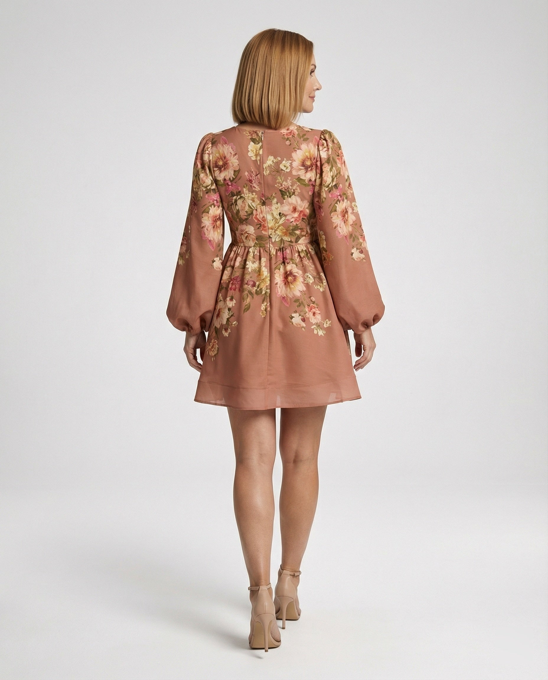 Women's mini dress with deep V-neck