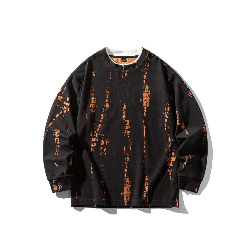 Unisex Oversize-Long Sleeve Shirt with Tie-Dye and Destroyed Effect Chichicherry
