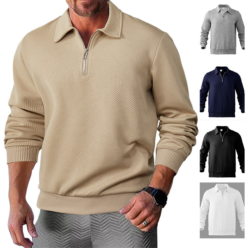 Men's fine structure half-zip pullover in polo shirt style Chichicherry