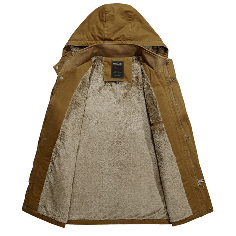 Men's field parka in utility look with teddy fleece hood, drawstring and multifunctional pockets Chichicherry