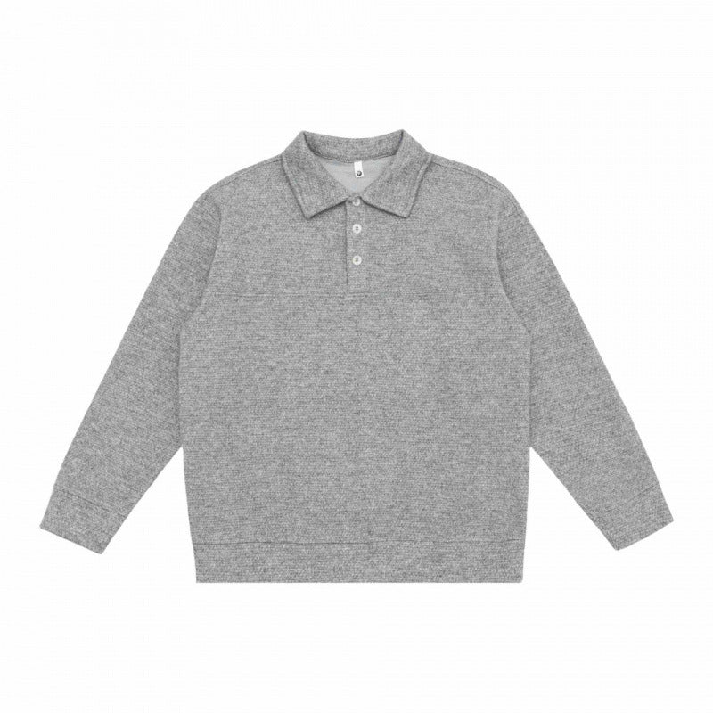 Unisex Oversized Knit Polo with Half Button Placket, Shirt Collar and Ribbed Hem Chichicherry