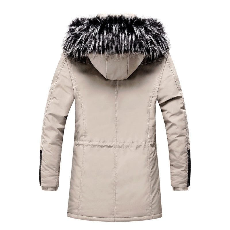 Men's longer winter parka with synthetic fur hood, padded thermal insulation and multifunctional pockets Chichicherry