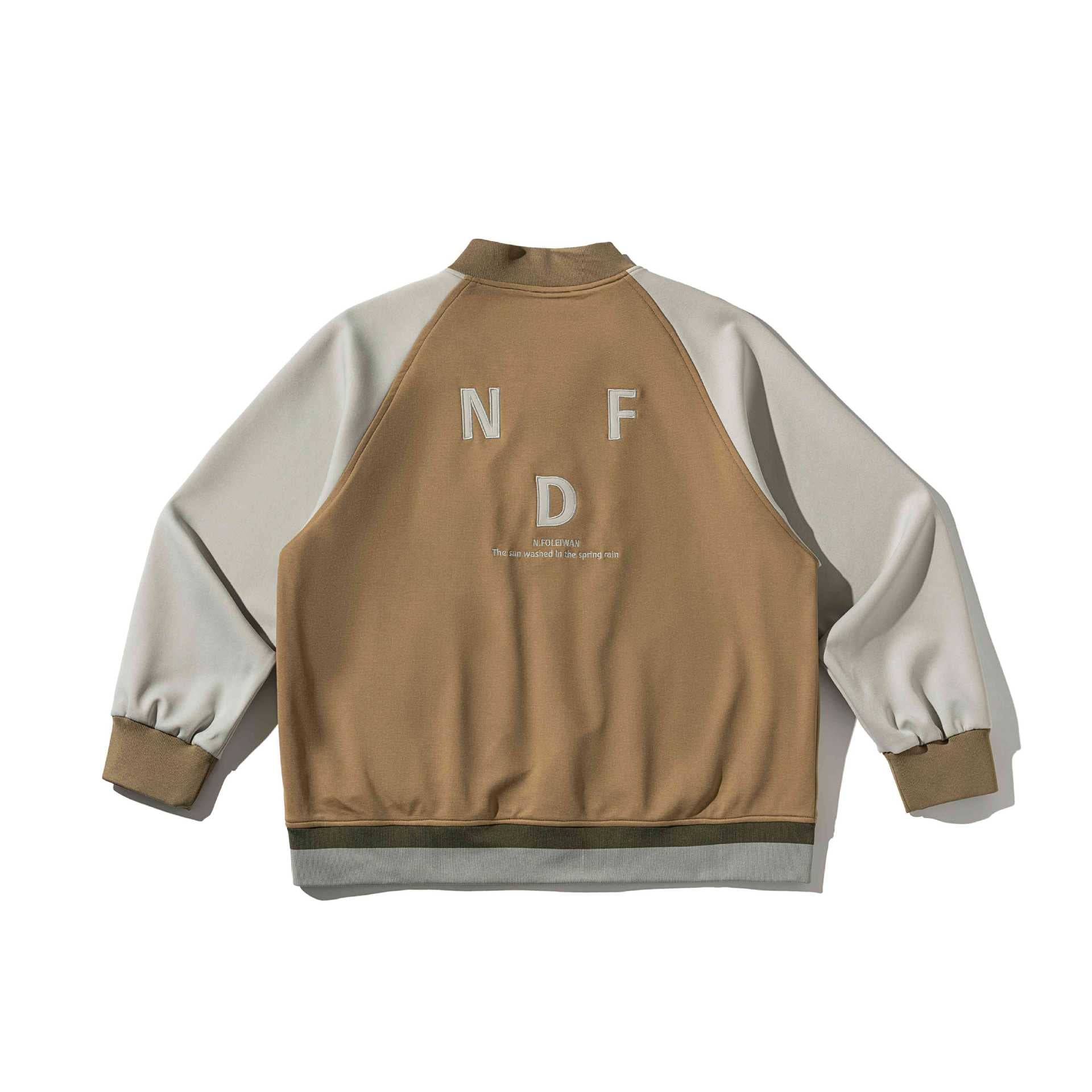 Unisex Short-cut College Bomber Jacket in Material Mix with Raglan Sleeves Chichicherry