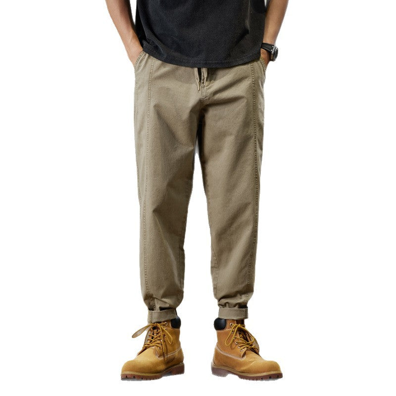 Men's cotton twill jogger pants in tapered fit with drawstring and rolled hem Chichicherry