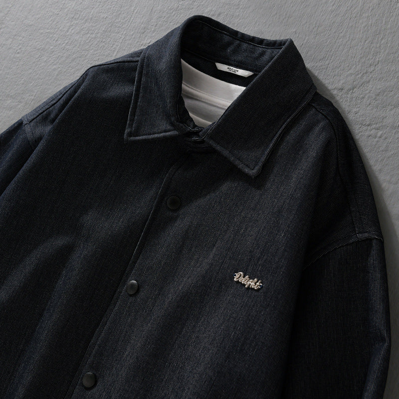Men's denim jacket with snap buttons and elastic hem Chichicherry