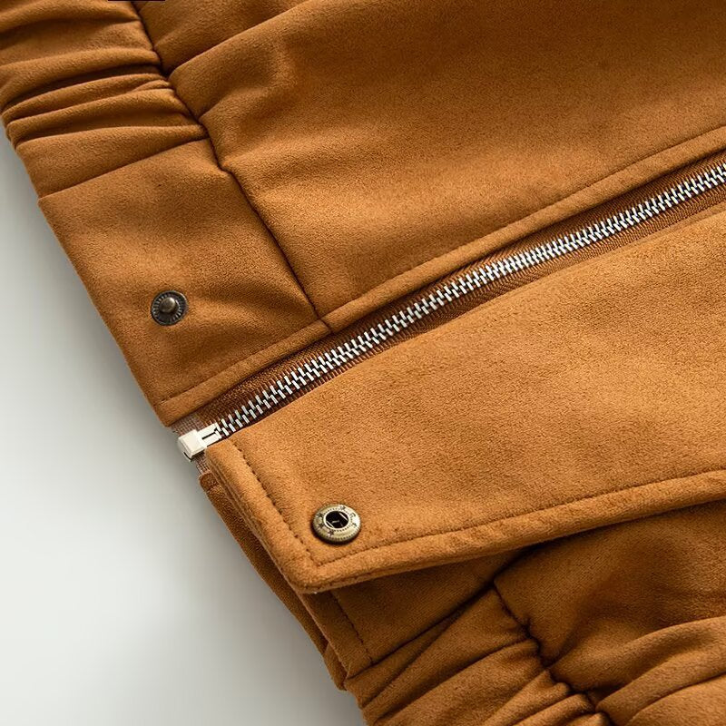 Women's short bomber-style jacket with stand-up collar and asymmetrical snap button placket Chichicherry