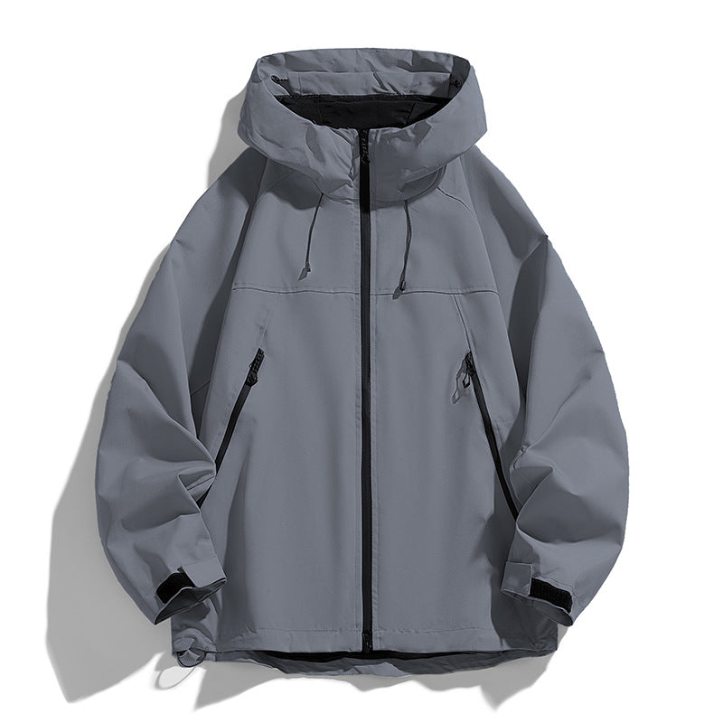 Men's Technical Hooded Utility Jacket with Contrast Panels and Water-Repellent Membrane Chichicherry