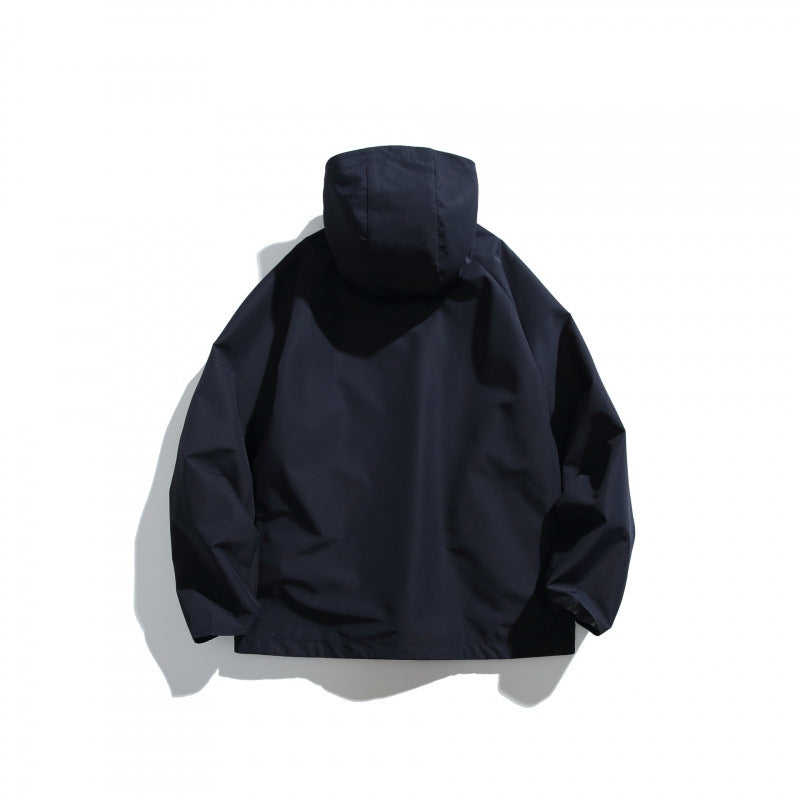 Unisex Lightweight Tech Rain Jacket with Asymmetrical Zipper Chichicherry