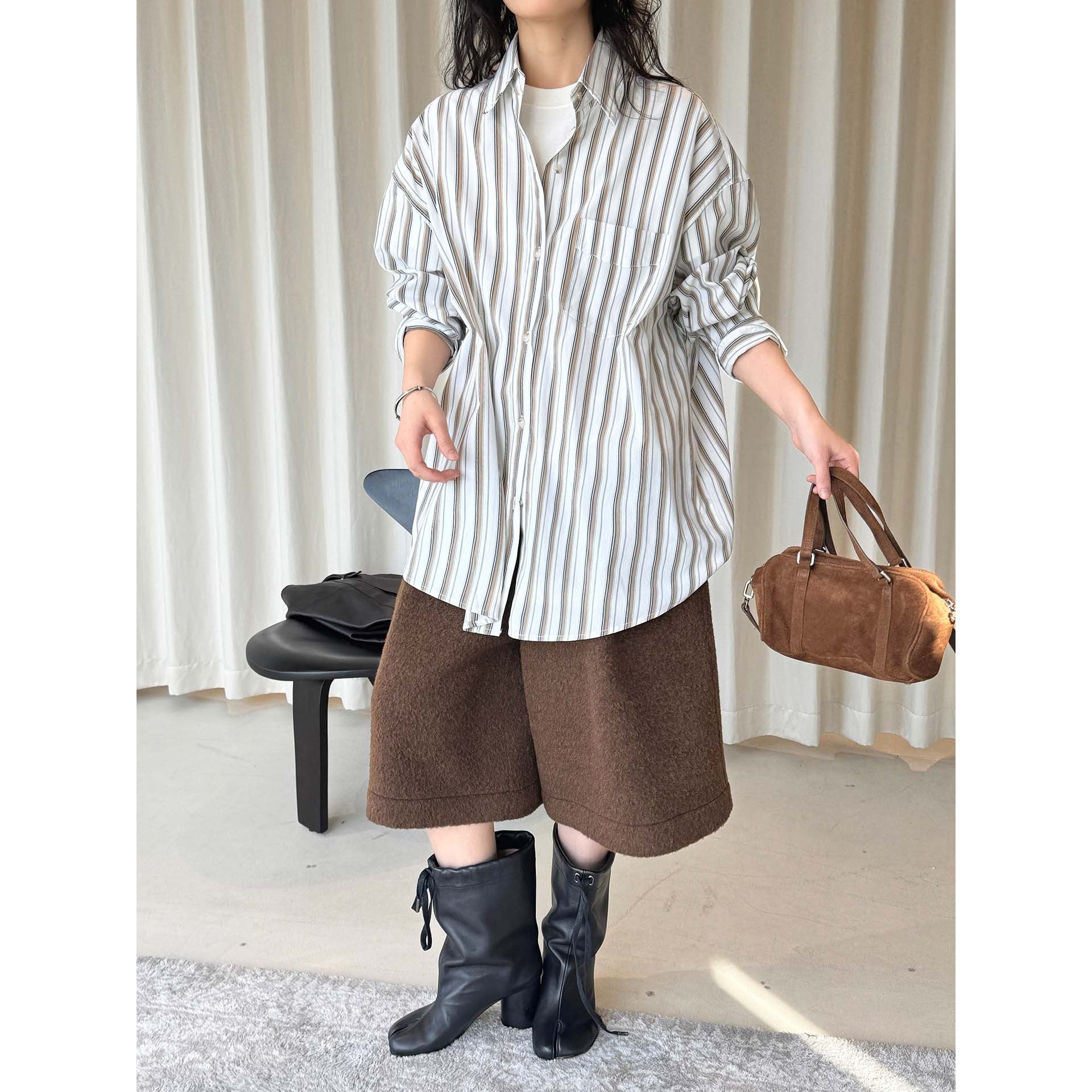 Women's Oversized Long Sleeve Shirt Blouse made of Cotton Blend with Kent Collar Chichicherry