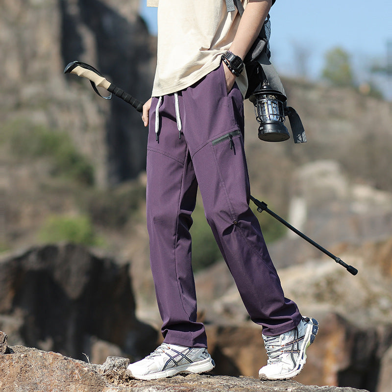 Men's Technical Trekking Pants with Zipper Pockets and Drawstring Waist Chichicherry