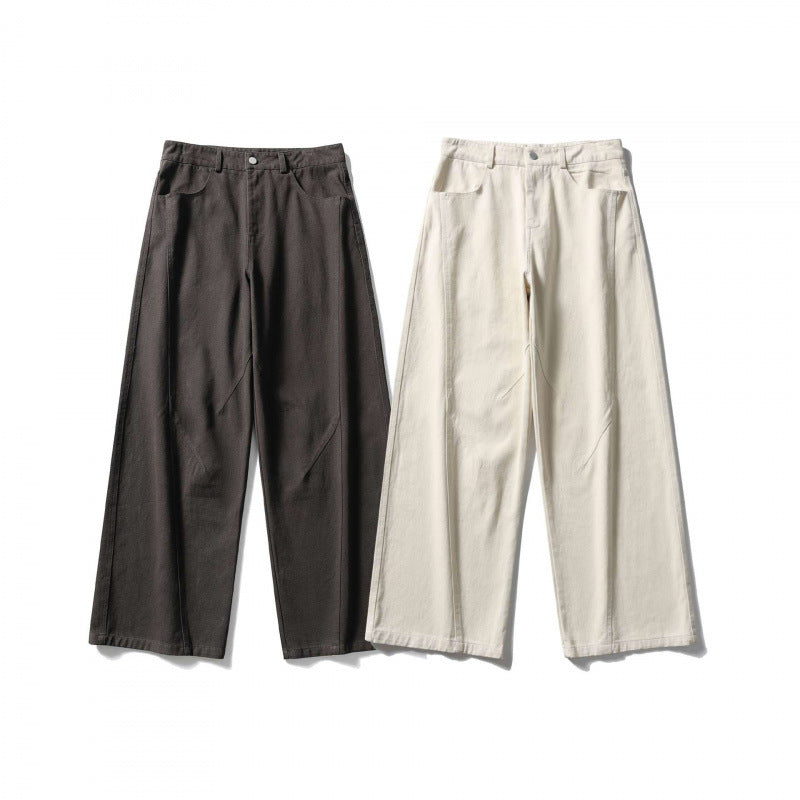Ladies Palazzo Jeans Trousers with High Waist, Wide Leg and Decorative Seams Chichicherry