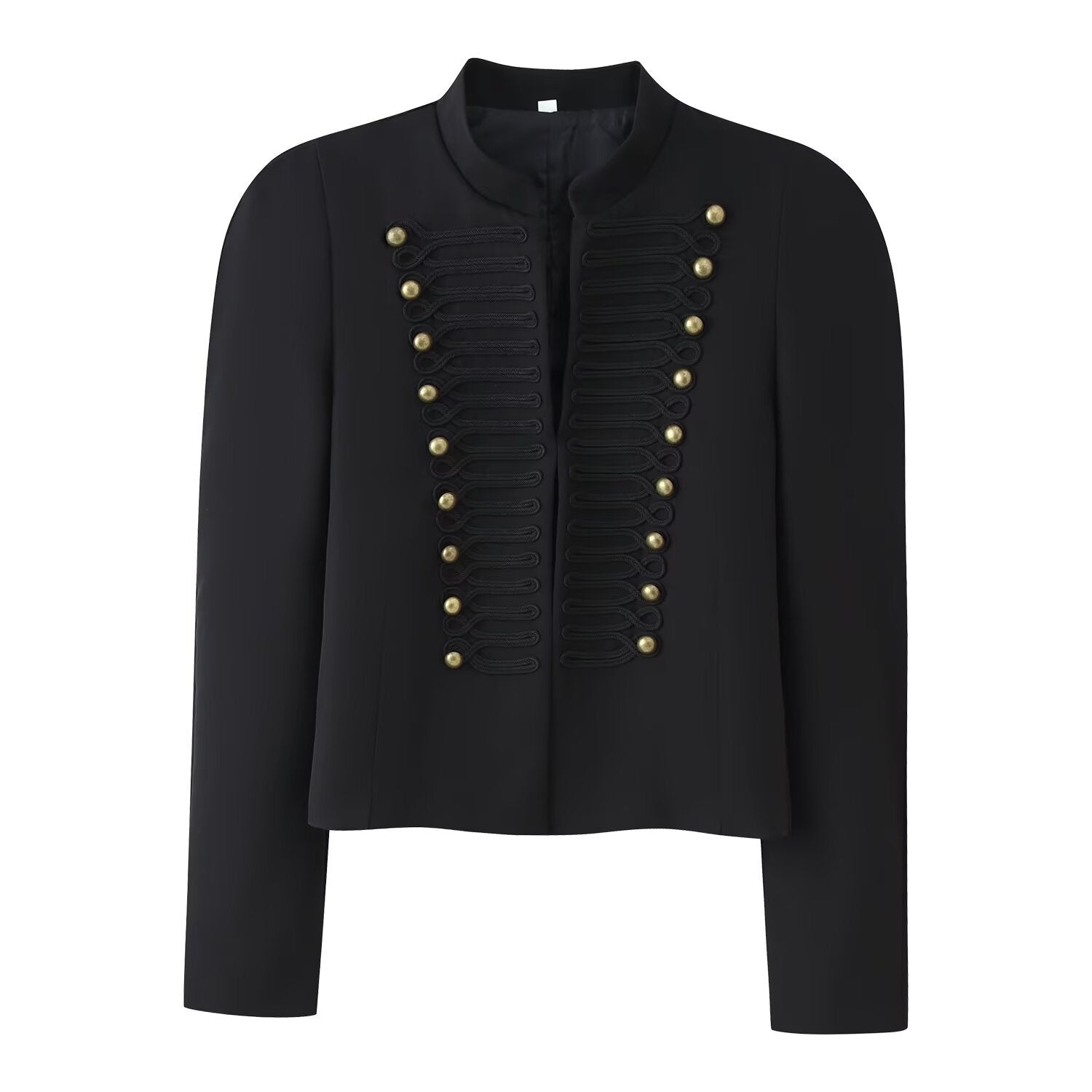 Women’s short military-style blazer with decorative cord application and stand-up collar Chichicherry
