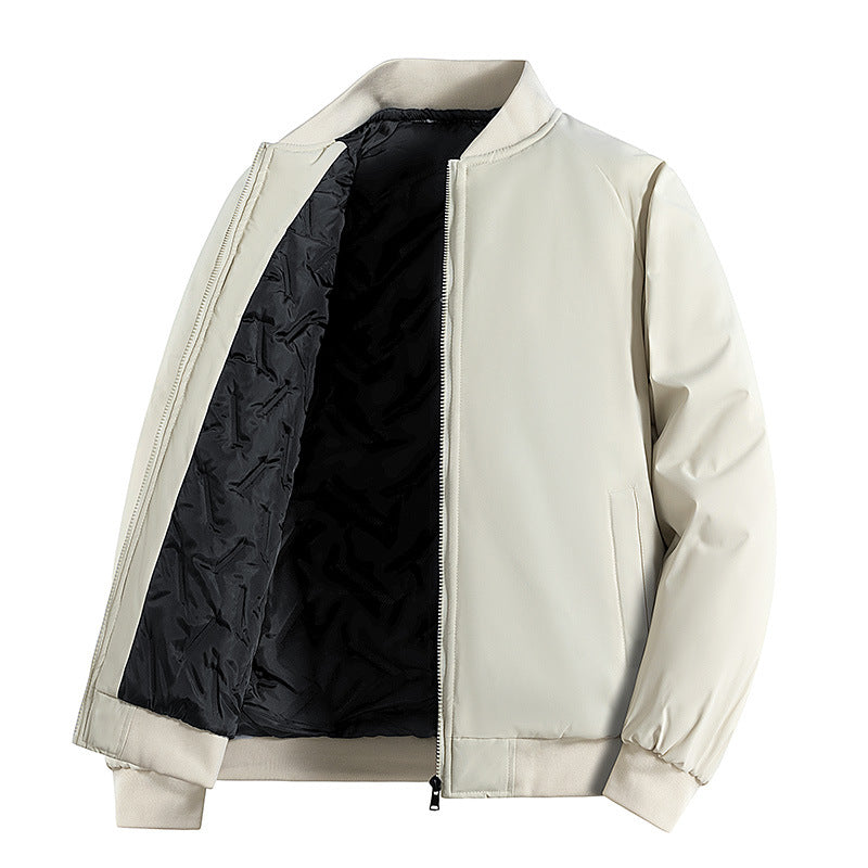 Men's Minimalist Tech Bomber Jacket with Thermally Insulated Quilted Lining and Concealed Zipper Chichicherry