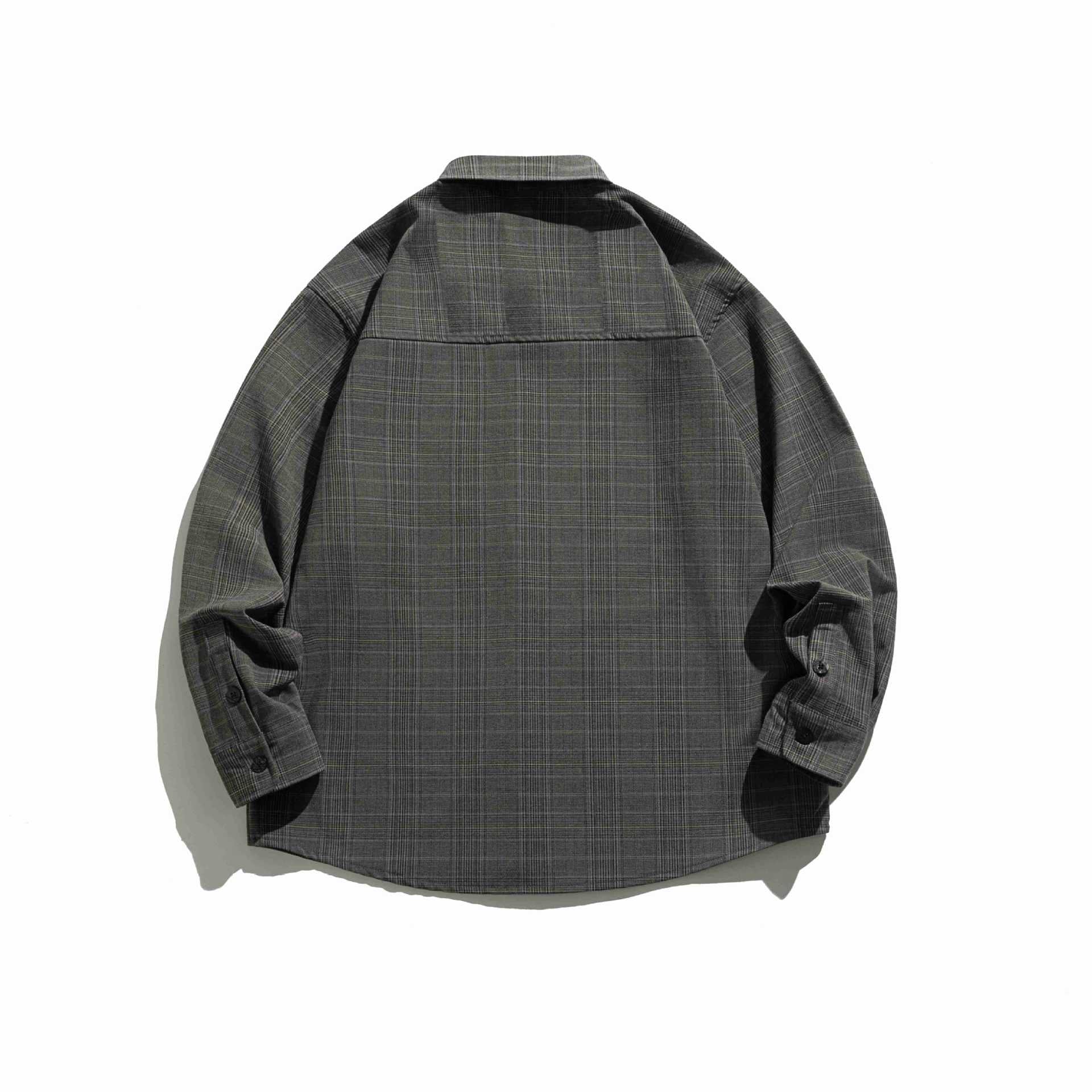 Men's Boxy Glencheck Shirt Jacket with Extended Hem and Patch Chest Pocket Chichicherry