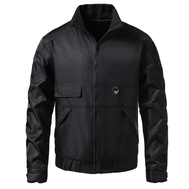 Men's water-repellent utility blouson with stand-up collar, kangaroo and flap pockets Chichicherry