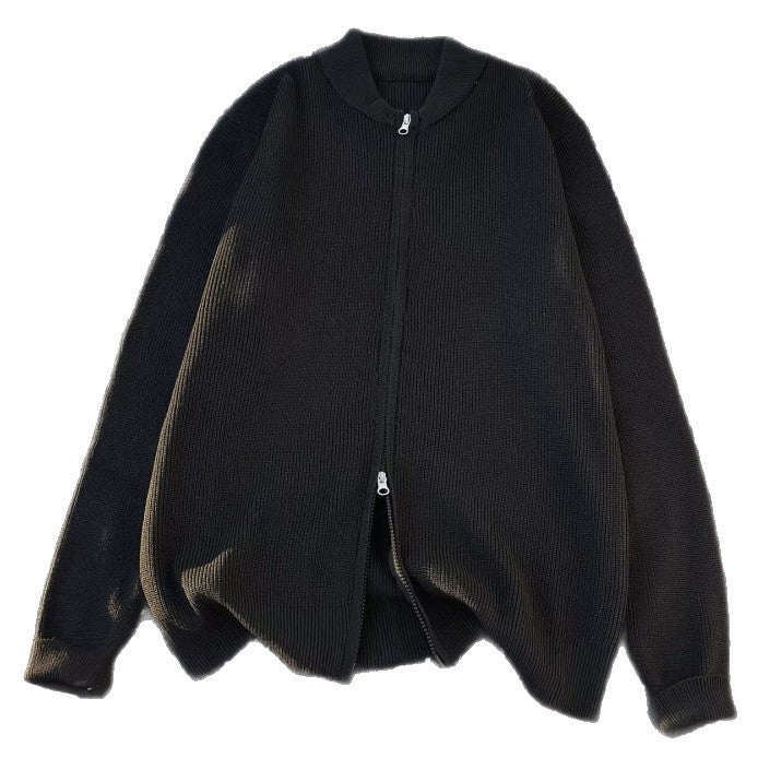 Unisex Oversize-Zopfmuster-Halbzip-Pullover mit extra hohem Rippkragen und schwerer Baumwollmischung Chichicherry