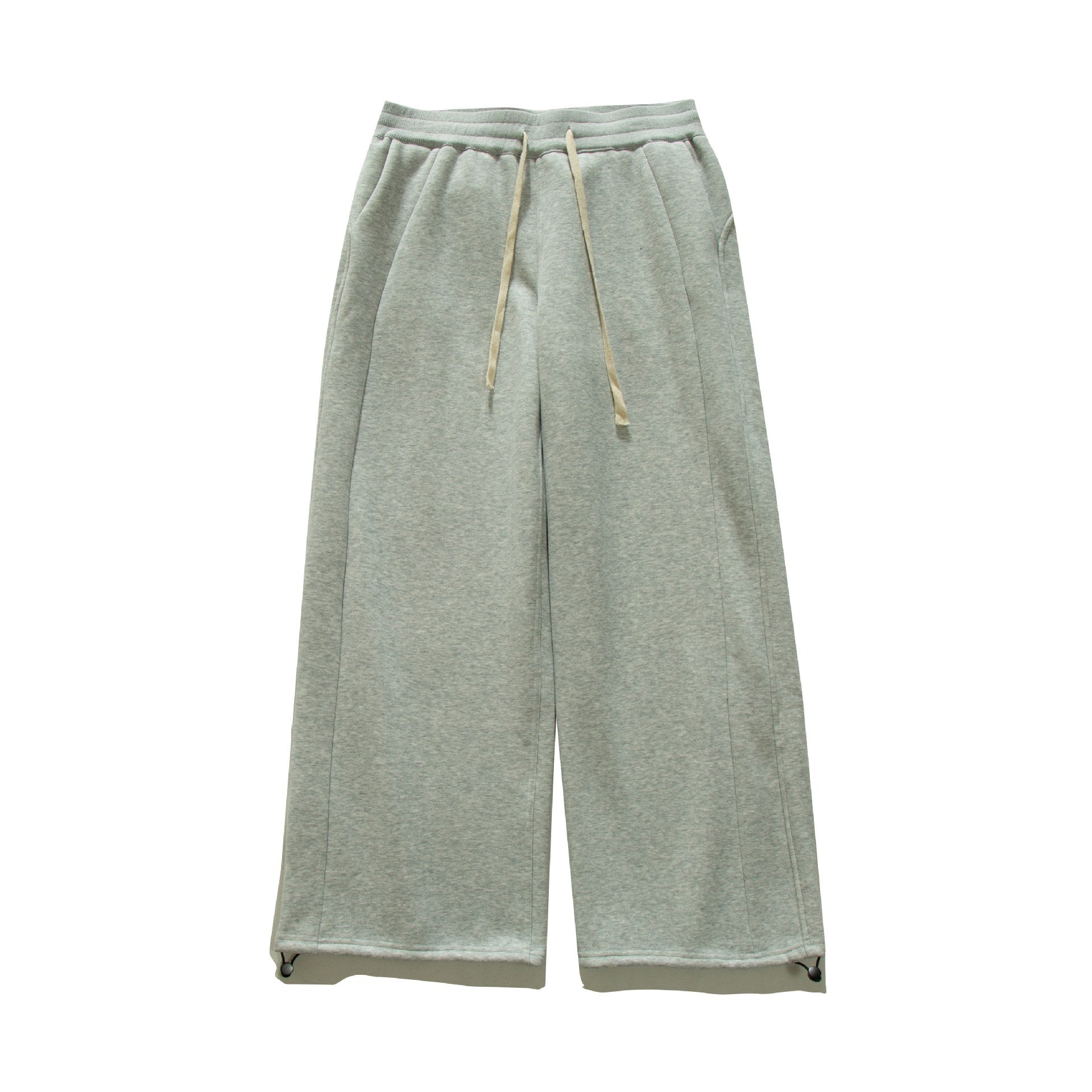 Women's Wide Sweat Culotte with Drawstring, Decorative Seams and Adjustable Hem