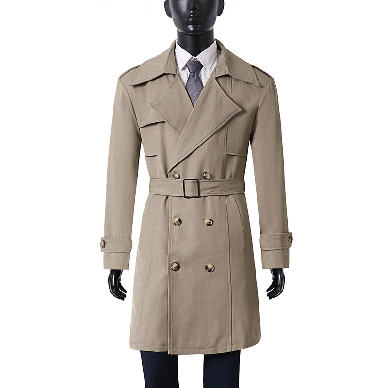 Women's Double-Breasted Trench Coat with Wide Shawl Collar and Epaulettes Chichicherry