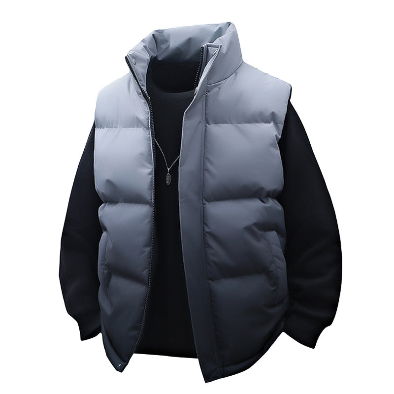Men's Padded Quilt Vest with High Collar and Thermal Insulation Chichicherry