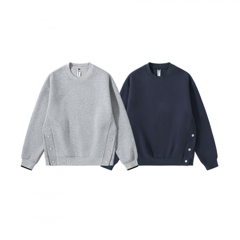 Unisex Oversize Sweatshirt with side snap button plackets, ribbed cuffs and round neck Chichicherry