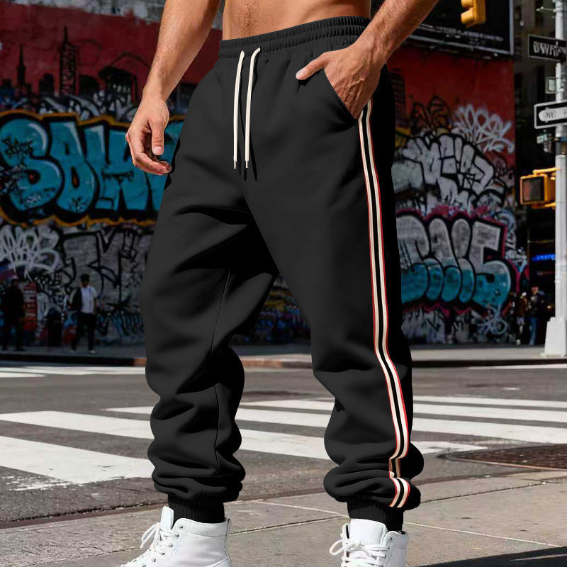 Men's Casual Jogging Pants with Side Contrast Stripes, Elastic Waistband and Cuffs Chichicherry