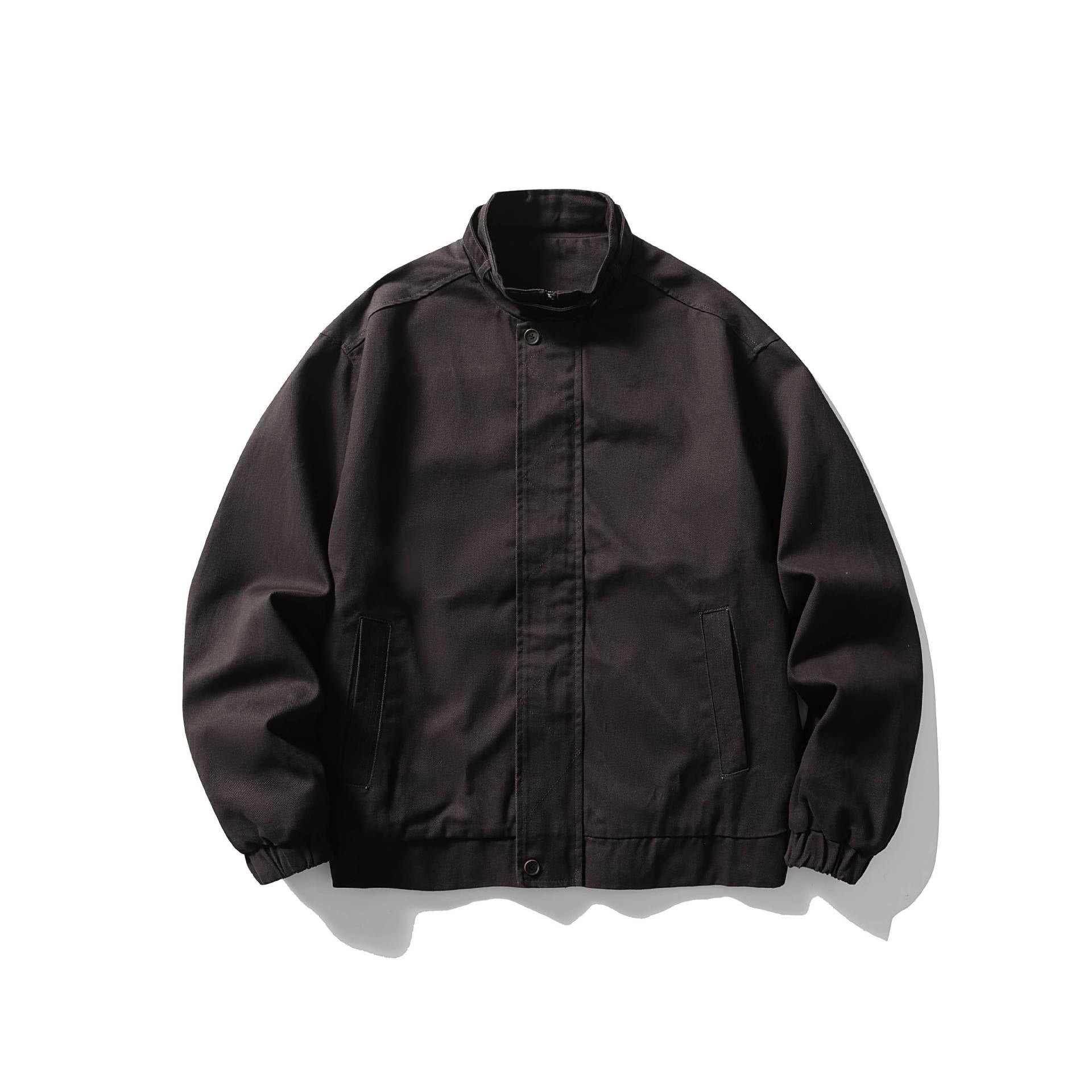Men's Short Cut Functional Canvas Blouson Jacket with High Stand-Up Collar Chichicherry