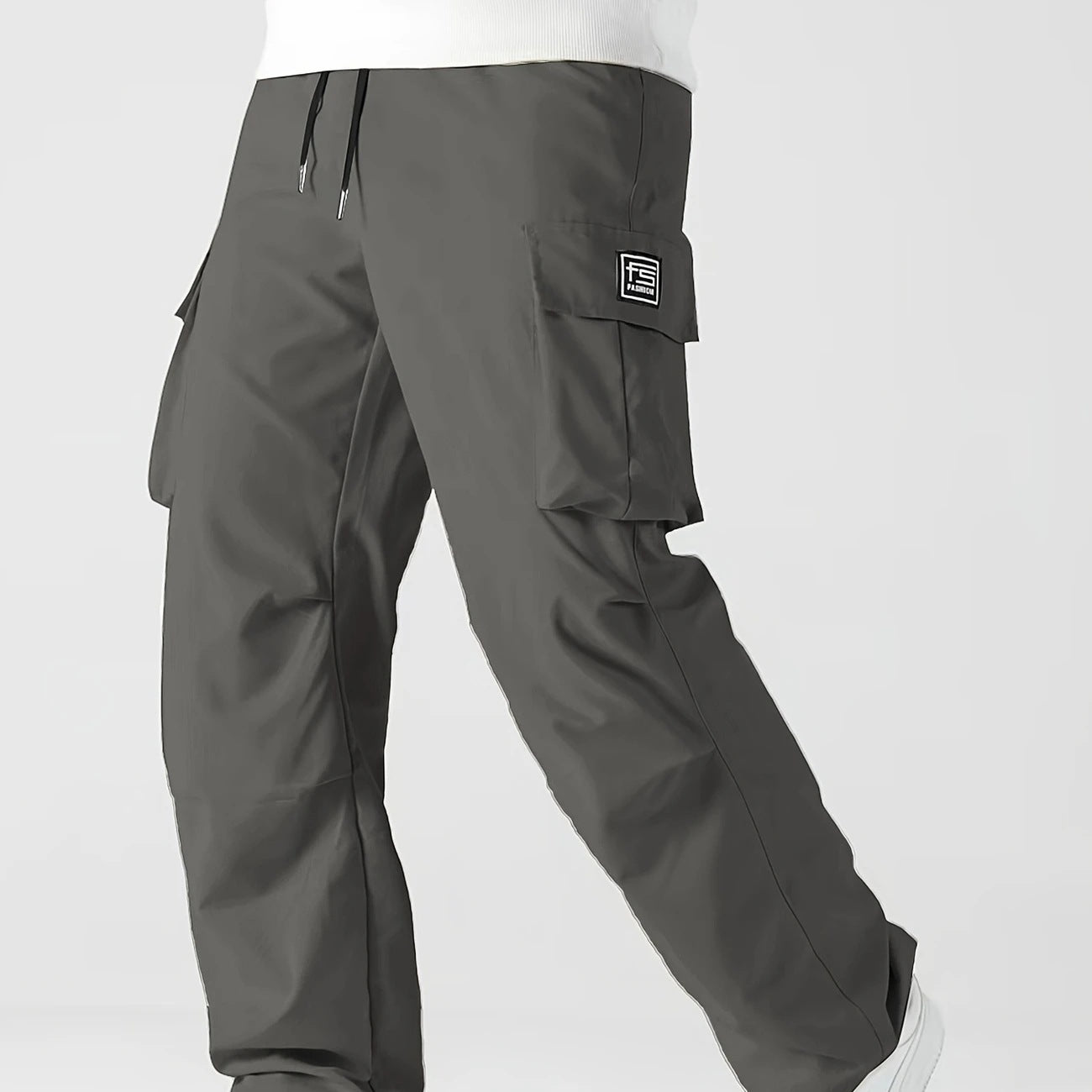 Men's Relaxed Cargo Pants with drawstring waistband, large flap utility pockets and straight leg Chichicherry