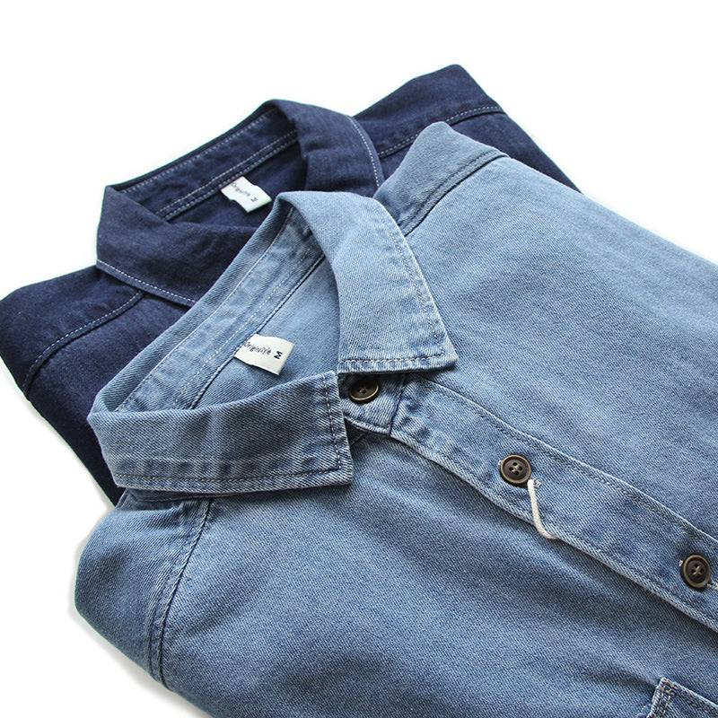 Herren Denim-Worker-Hemdjacke mit Brusttaschen und lockerer Passform Chichicherry