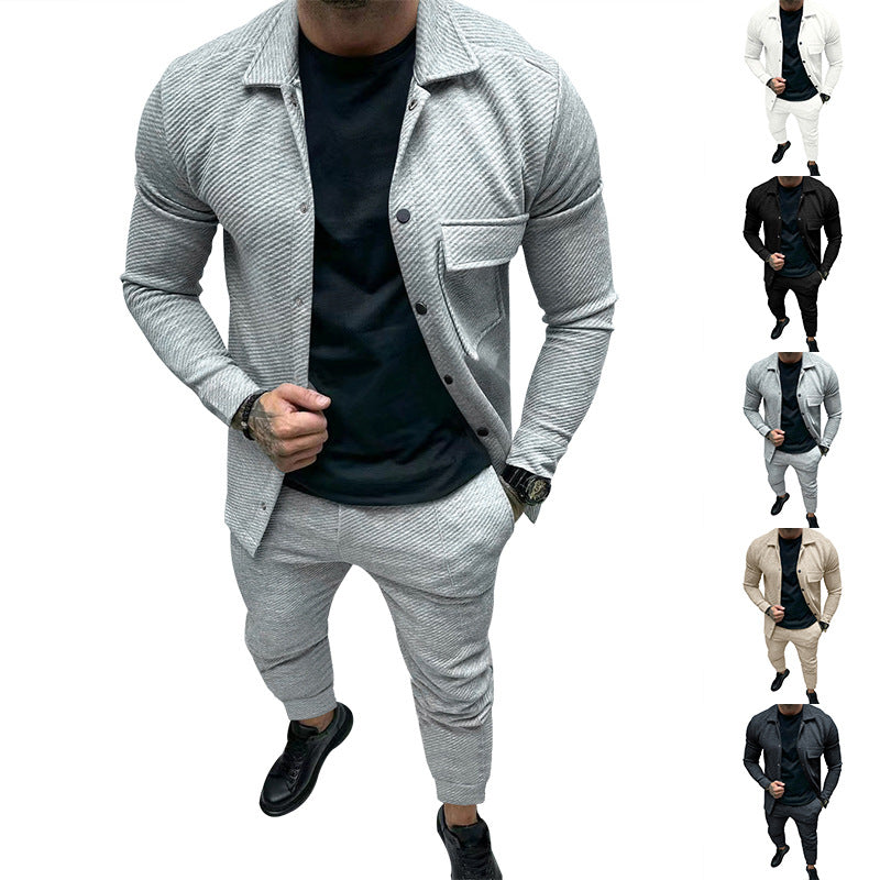 Men's Structured Jersey Leisure Set with Overshirt and Tapered Jogging Pants Chichicherry