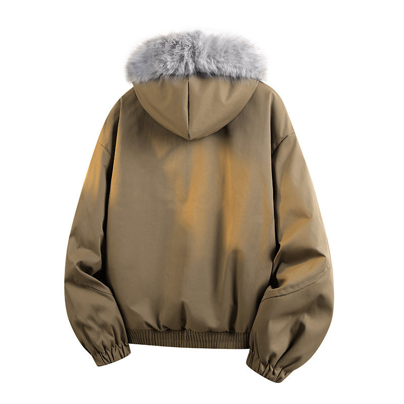 Women's Padded Hooded Bomber Jacket with Faux Fur Collar Chichicherry