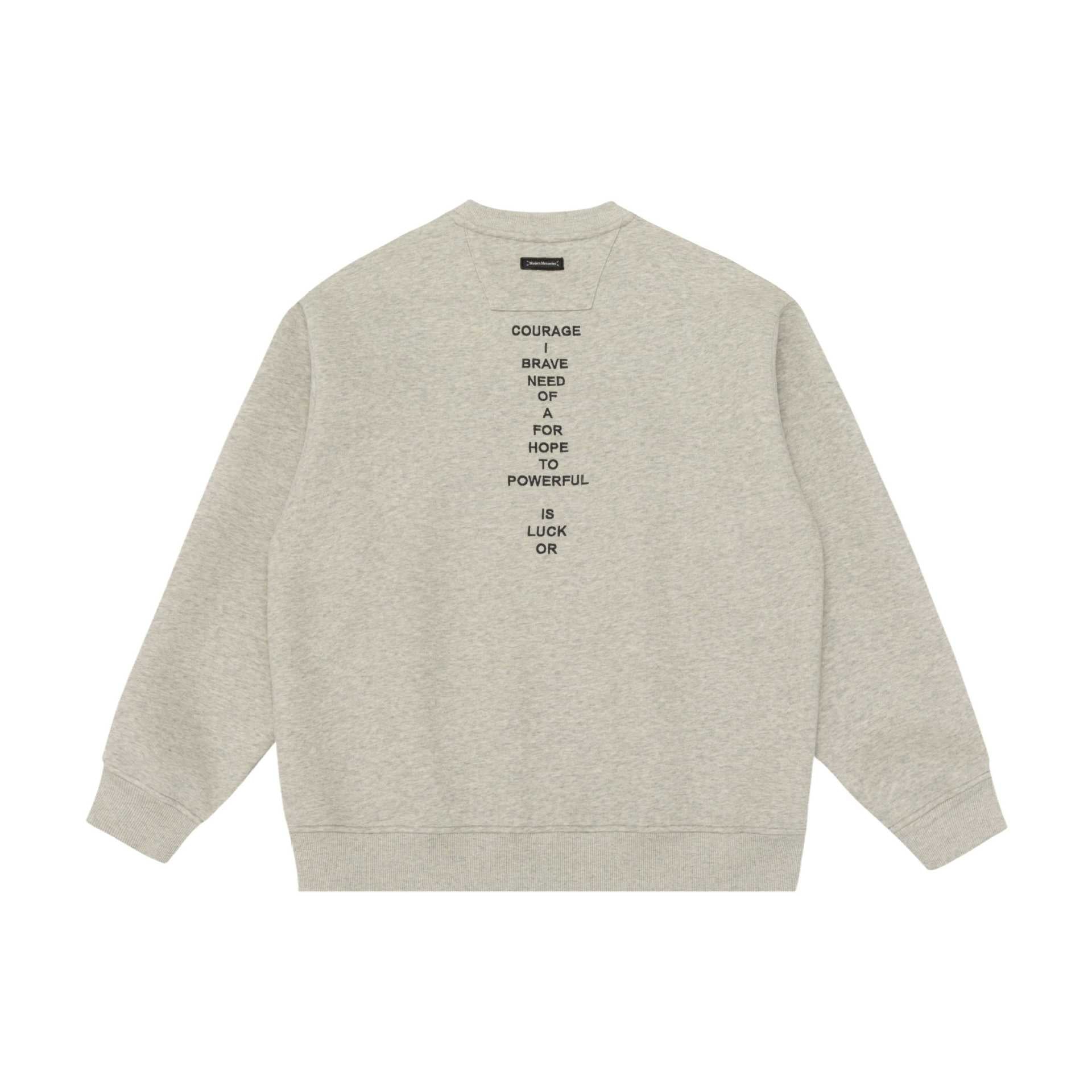 Unisex Oversize Round Neck Sweatshirt with Mini Statement Embroidery Chichicherry