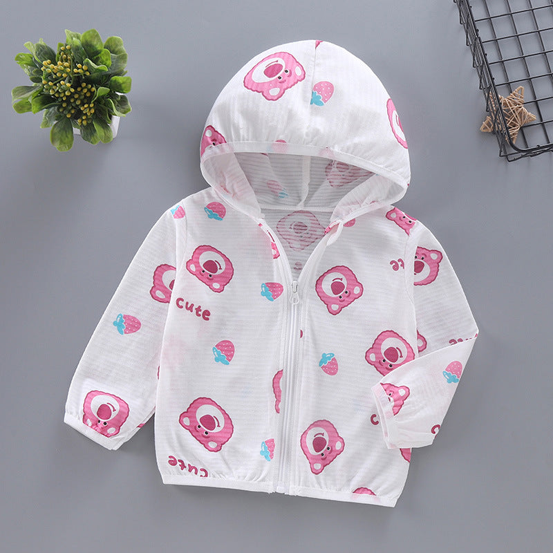 Unisex lightweight hoodie for toddlers with cute animal print and zipper Chichicherry
