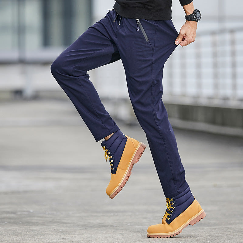 Men's Technical Softshell Jogging Pants with Water-Repellent Membrane, Zipper Pockets and Elastic Drawstring Waist Chichicherry