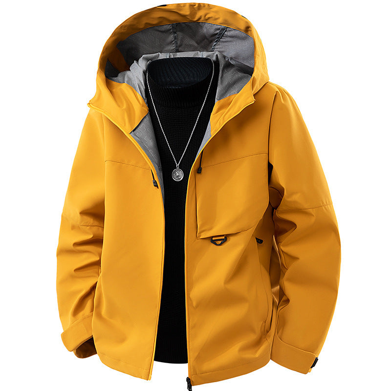 Men's technical hooded softshell jacket with adjustable hood and utility pockets Chichicherry