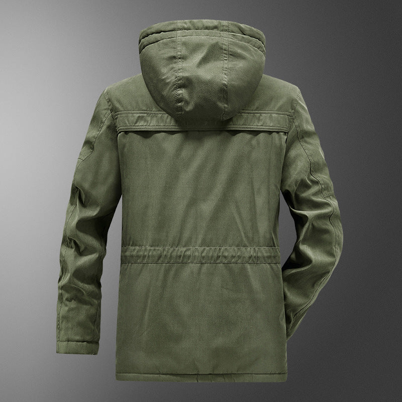 Men's insulated hooded parka with thermo teddy lining, windproof cotton blend outer shell, and multiple pockets Chichicherry