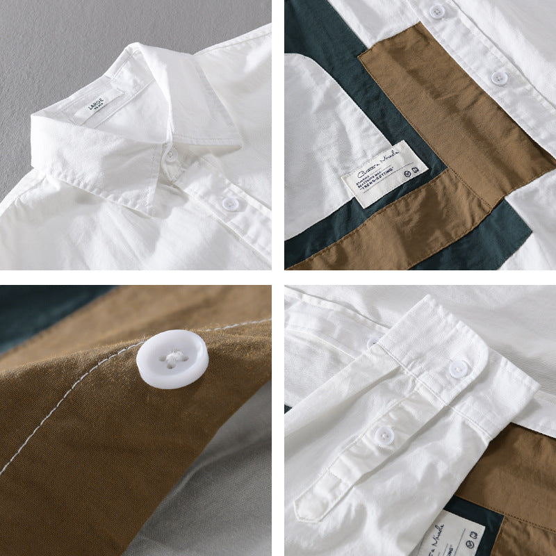 Men's overshirt shirt with geometric patch design and relaxed fit Chichicherry