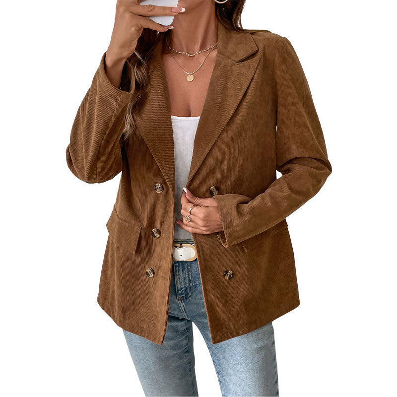 Ladies cord blazer made of corduroy with double-breasted button placket and casual oversized fit Chichicherry