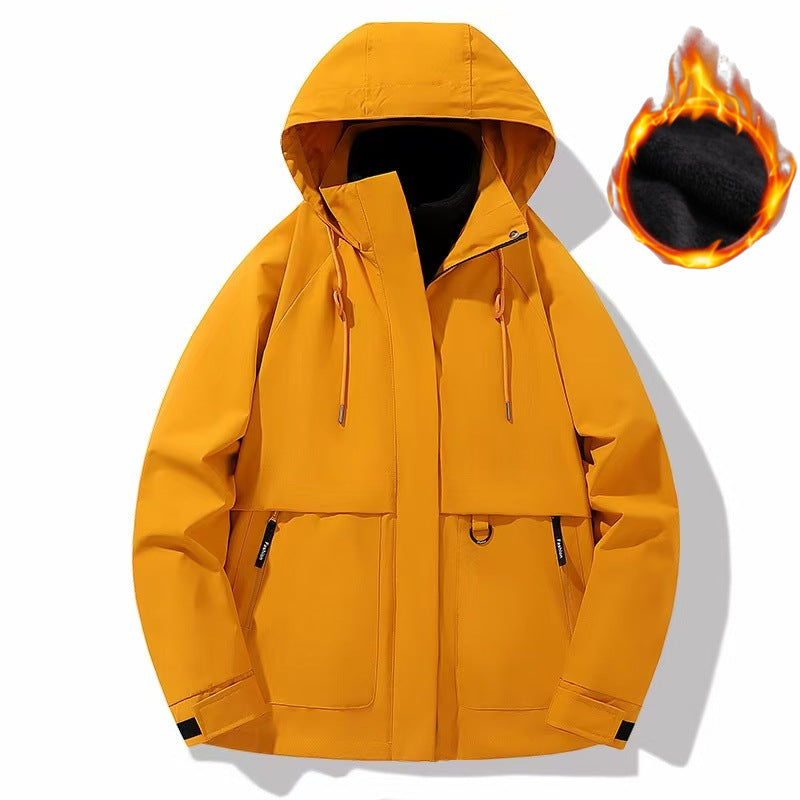 Men's Padded Softshell Functional Jacket with Hood, Fleece Inner Lining & Concealed Zipper Chichicherry