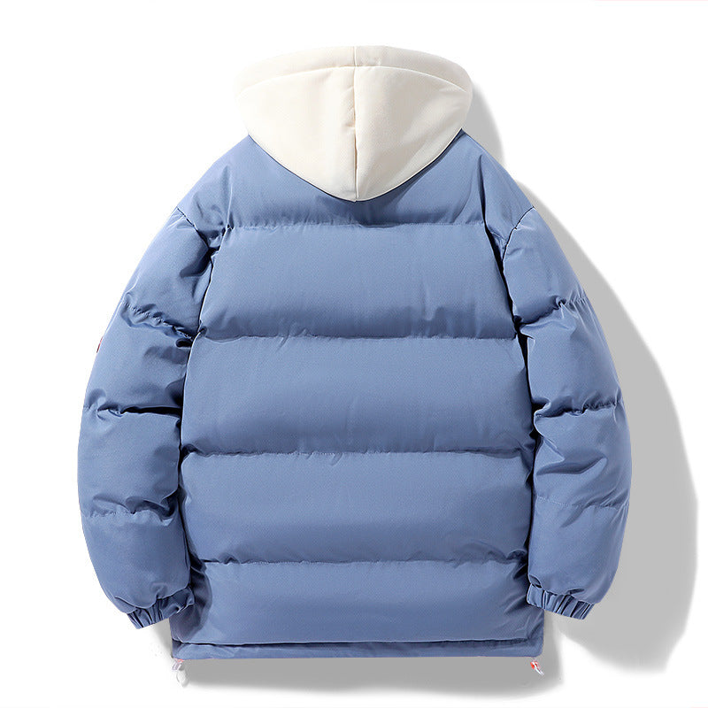 Men's padded puffer jacket with contrasting hood, windproof outer shell, and drawstring Chichicherry