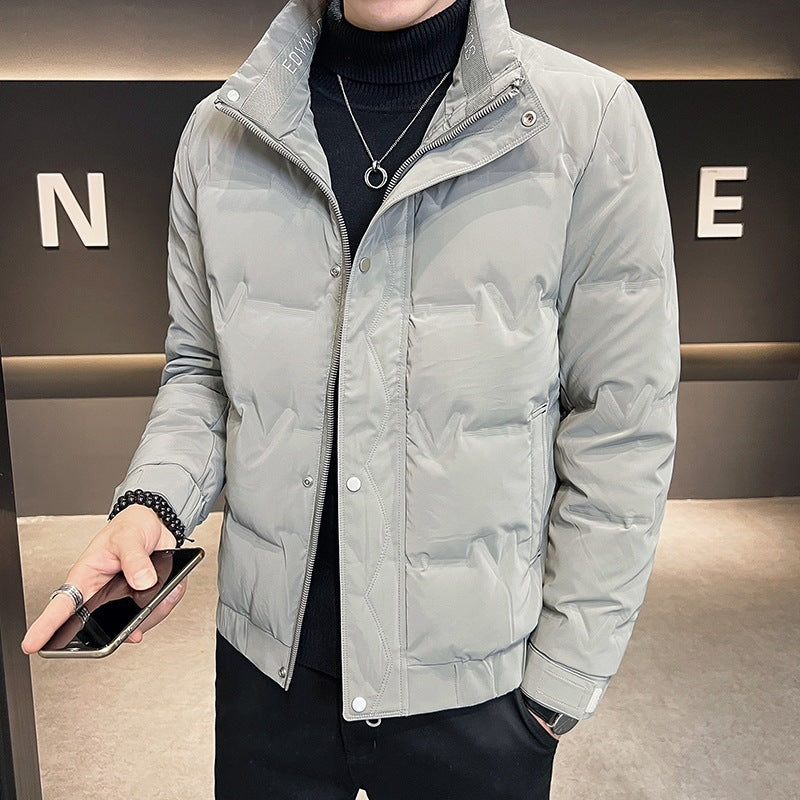 Men's short-cut quilted thermal jacket with stand-up collar and concealed zipper Chichicherry