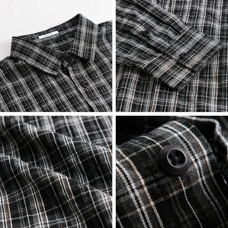 Men Brushed Check Layering Shirt made of Cotton Flannel with Patch Chest Pocket and Rounded Hem Chichicherry