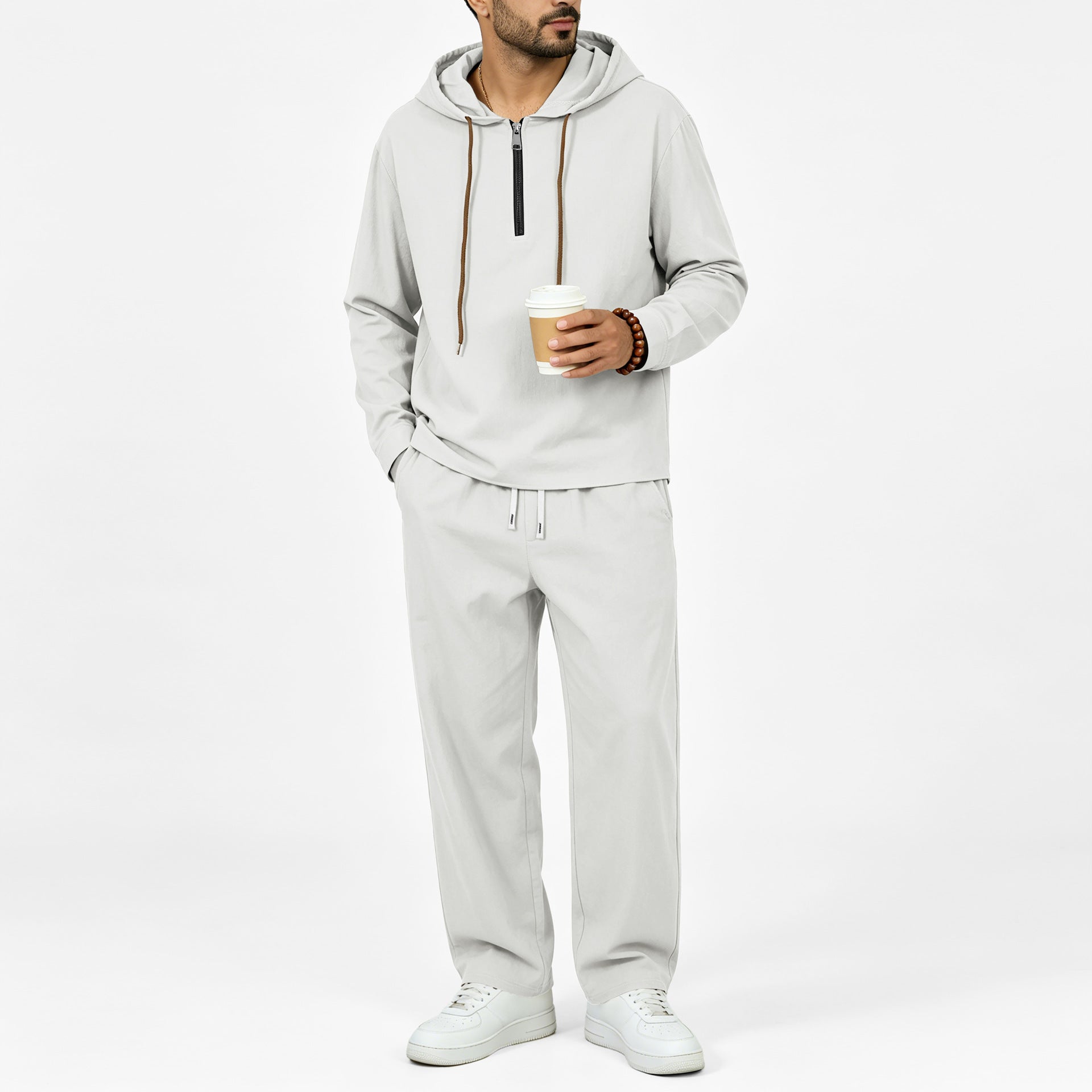 Men's Lightweight Half-Zip Hoodie in Relaxed Fit with Drawstring Chichicherry